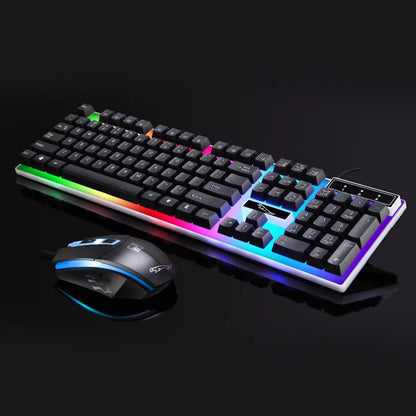 Gaming Keyboard and Mouse Combo, LED Rainbow Backlit Keyboard with 104 Key Computer PC Gaming Keyboard for Pc/Laptop (Black)