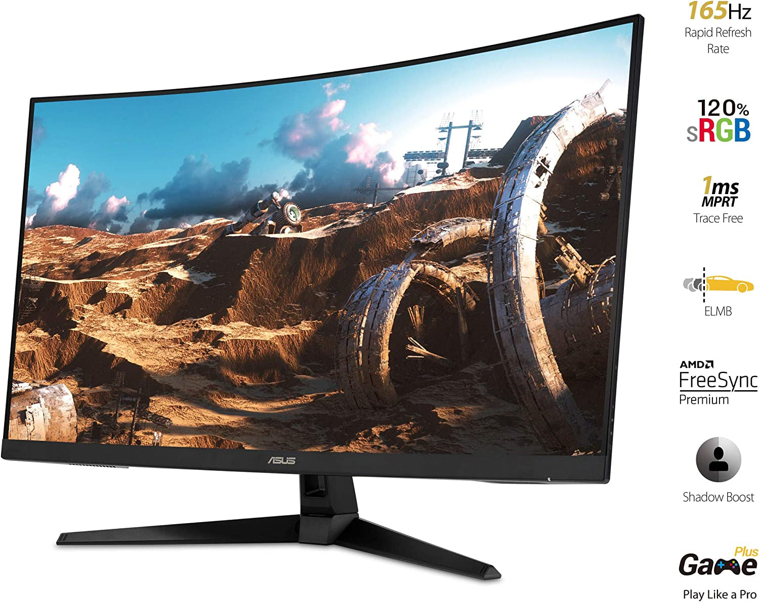 TUF Gaming 32" 1080P Curved Monitor (VG328H1B) - Full HD, 165Hz (Supports 144Hz), 1Ms, Extreme Low Motion Blur, Speaker, Adaptive-Sync, Freesync Premium, VESA Mountable, HDMI, Tilt Adjustable